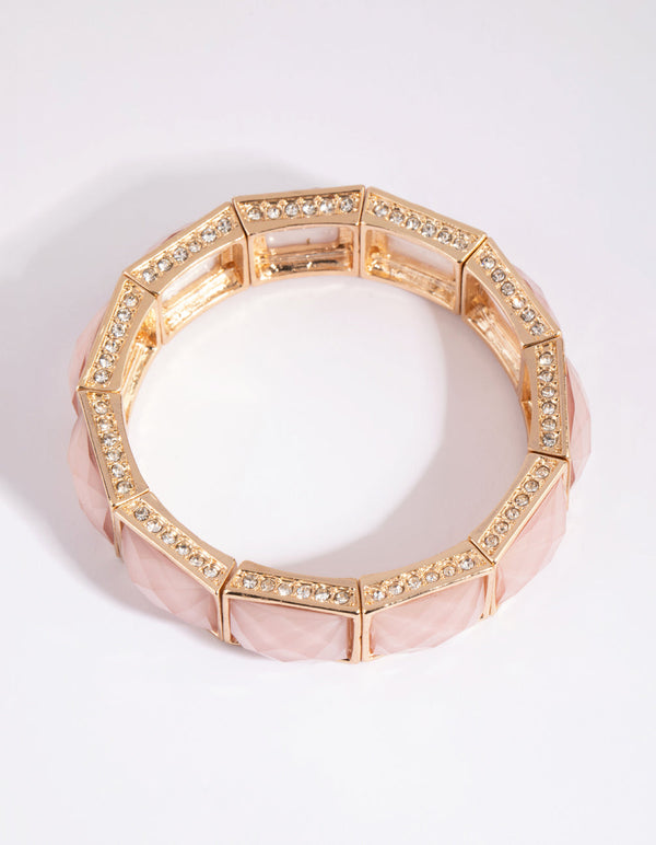 Gold Glitter Stone Stretch Bracelet