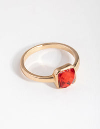 Gold Cushion Ruby Stone Ring - link has visual effect only