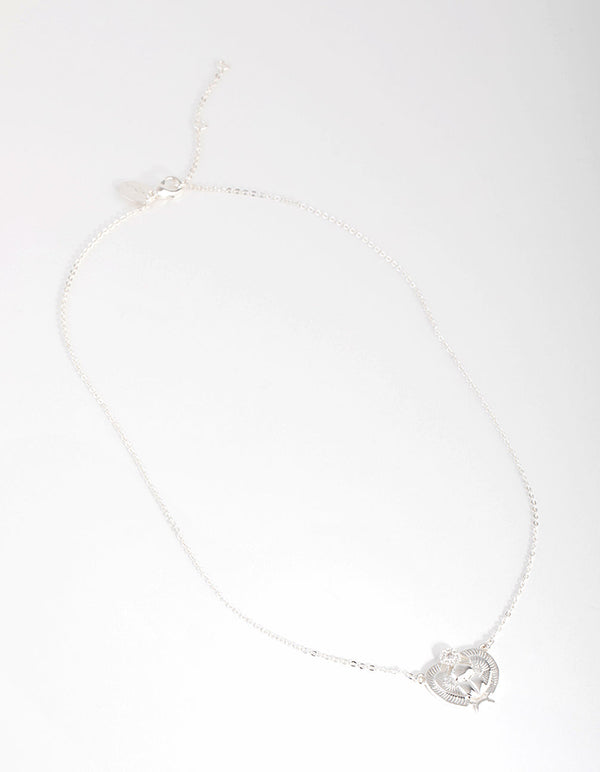 Silver Plated Cubic Zirconia Scarab Beetle Necklace