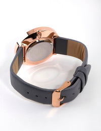 Rose Gold Floral Print PU-Strap Watch - link has visual effect only