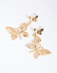 Gold Double Butterfly Drop Earrings - link has visual effect only