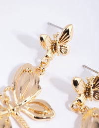 Gold Double Butterfly Drop Earrings - link has visual effect only