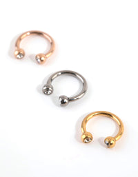 Mixed Metal Titanium Horse Shoe Earring Pack - link has visual effect only