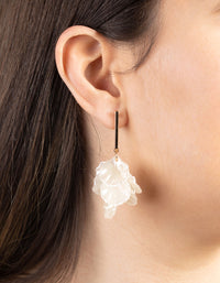 Gold Pearlised Petal Drop Earrings - link has visual effect only