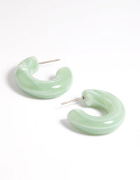 Green Acrylic Chubby Swirl Open Hoop Earrings - link has visual effect only