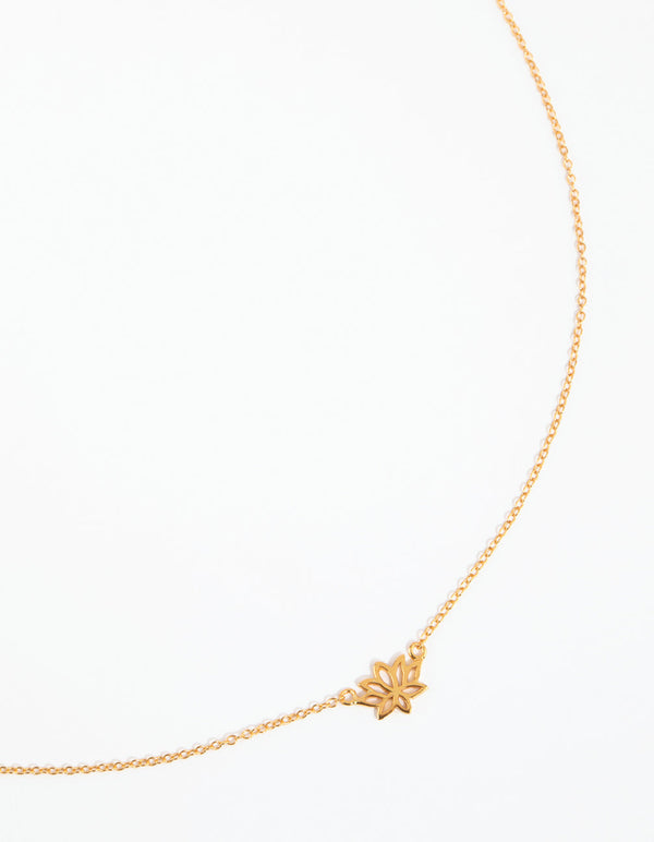 Gold Plated Sterling Silver Lotus Necklace
