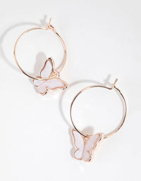 Rose Gold Acrylic Butterfly Hoop Earrings - link has visual effect only
