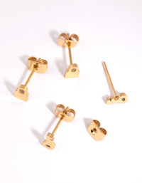 Gold Plated Surgical Steel Lock & Key Stud Earring Set - link has visual effect only