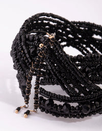 Matte Black Beaded Cuff Bangle - link has visual effect only