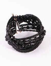 Matte Black Beaded Cuff Bangle - link has visual effect only