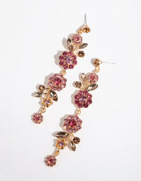 Gold Pretty Flower Drop Earrings - link has visual effect only