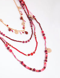 Red Multi Layered Bead Jingle Necklace - link has visual effect only