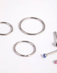 Surgical Steel Graduated Stud & Hoop Nose Stud & Ring 6-Pack - link has visual effect only