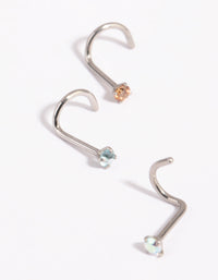 Surgical Steel Light Stone Nose Stud Pack - link has visual effect only