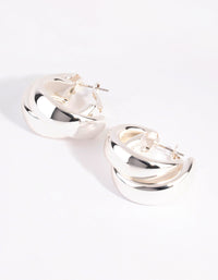 Silver Thick Double Hoop Earrings - link has visual effect only
