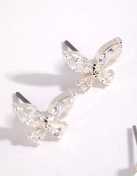 Silver Cubic Zirconia Butterfly Stud Earring Pack - link has visual effect only