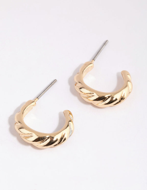 Gold Small Croissant Hoop Earrings