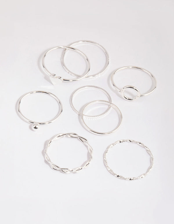 Silver Love & Shapes Ring Pack