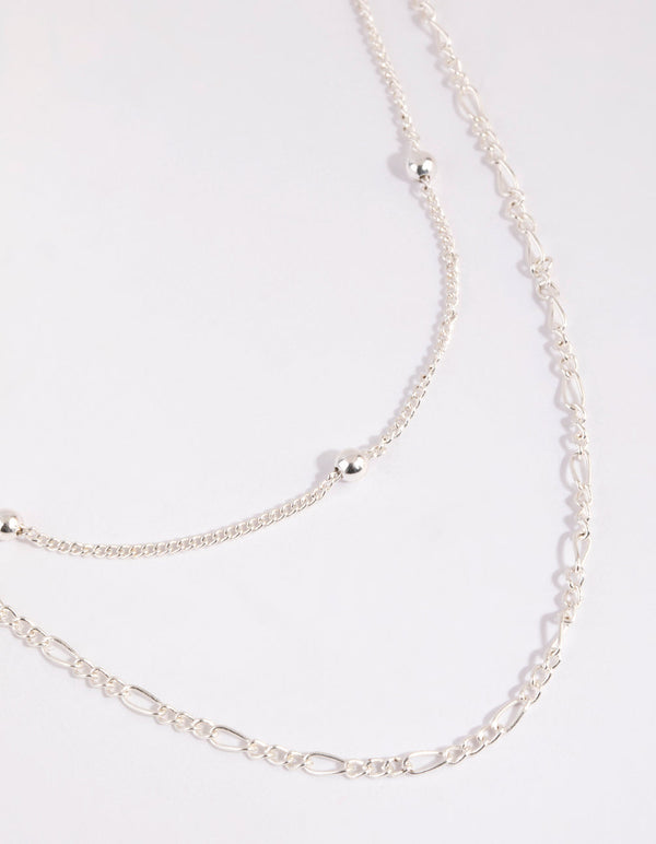 Silver Figaro Layered Necklace