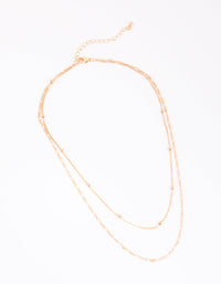 Gold Fine & Figaro Layered Necklace - link has visual effect only