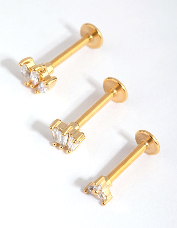 14K Gold Flower Threaded Flat Back Stud with Easy Guide Pin