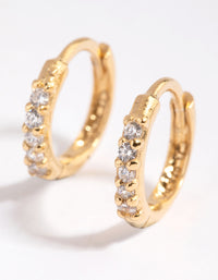 Gold Plated Sterling Silver Cubic Zirconia Huggie Earrings - link has visual effect only