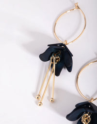 Navy Flower Drop Earrings - link has visual effect only