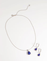 Silver Sapphire Necklace & Earring Set - link has visual effect only