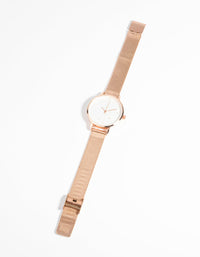 Rose Gold Flower Diamante Mesh Watch - link has visual effect only