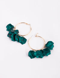 Green Pearlised Petal Hoop Earrings - link has visual effect only