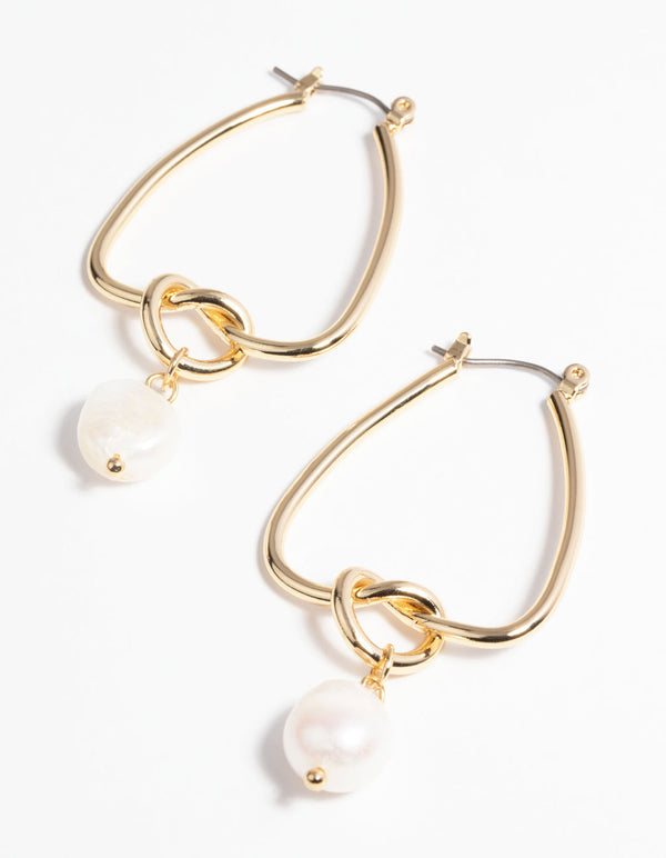 Gold Plated Statement Earrings with Freshwater Pearls