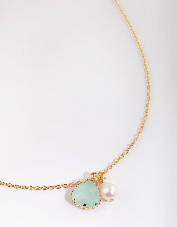 Gold Plated Charm Necklace with Freshwater Pearls
