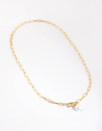 Gold Plated Fob Necklace with Freshwater Pearl - link has visual effect only