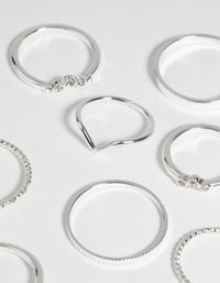 Silver Pearl & Diamante Ring 9-Pack - link has visual effect only