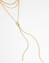 Gold Plated Layered Lariat Necklace - link has visual effect only