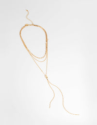 Gold Plated Layered Lariat Necklace - link has visual effect only