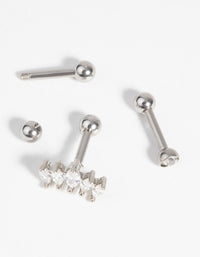 Surgical Steel Barbell Pack with Cubic Zirconia - link has visual effect only