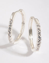 Silver Cubic Zirconia Hoop Earrings - link has visual effect only