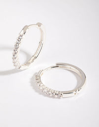 Silver Cubic Zirconia Hoop Earrings - link has visual effect only