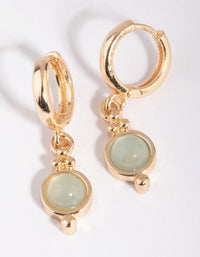 Jade Semi-Precious Huggie Hoop Earrings - link has visual effect only