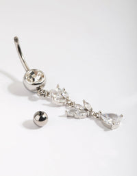Titanium Cubic Zirconia Marquise Belly Bar - link has visual effect only