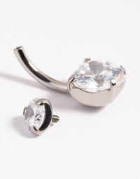 Titanium Heart Diamante Belly Ring - link has visual effect only