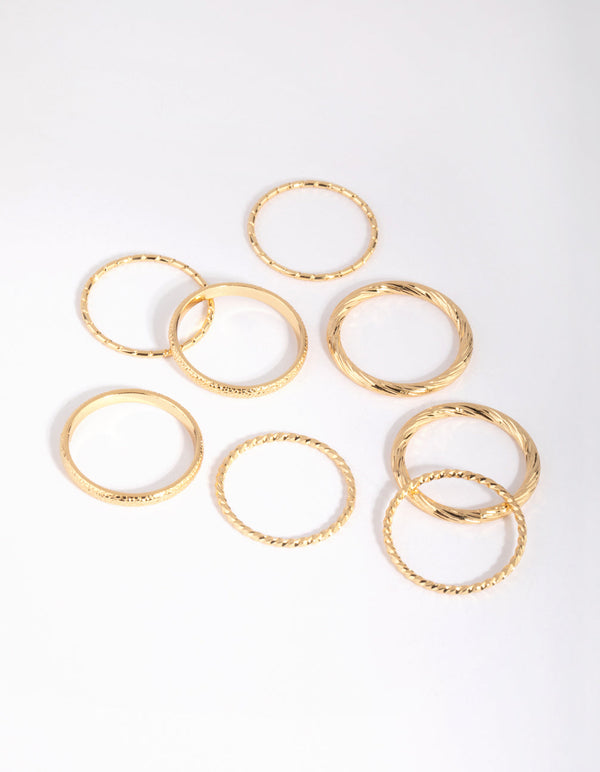 Gold Plated Textured Ring 8-Pack