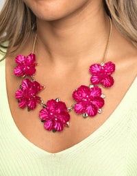 Fuchsia Pearlised Flower Necklace - link has visual effect only
