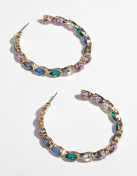 Gold Pear Stone Hoop Earrings - link has visual effect only