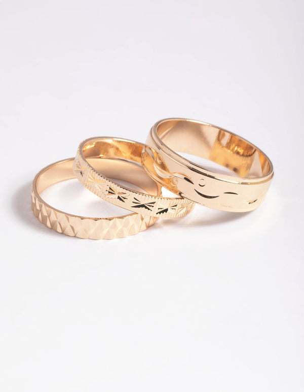 Gold Textured Ring Stack Pack