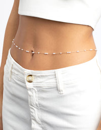 Gold Dainty Pearl Waist Chain - link has visual effect only