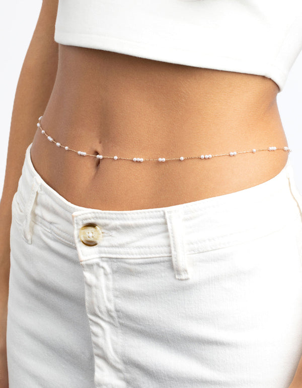 Gold Dainty Pearl Waist Chain