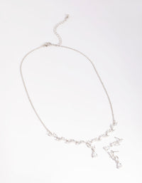 Rhodium Diamond Simulant Vine Necklace & Earrings Set - link has visual effect only