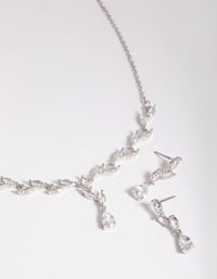 Rhodium Diamond Simulant Vine Necklace & Earrings Set - link has visual effect only